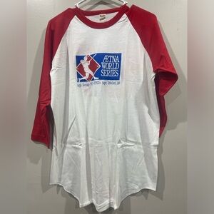 Vtg Hughes Aircraft Company GSG Employee Referral Sweepstakes Baseball Shirt -XL